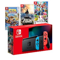 Nintendo Switch 2019 Bateria Extendida + CTR + Zelda + Super Smash